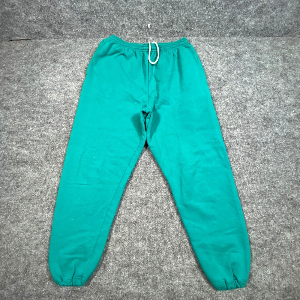 Jerzees Super Sweats Mens Large Teal Green Jogger Pants Made in USA Vintage